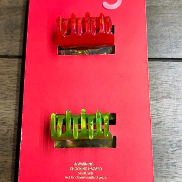 NWT Piper K Green and Red Apple Large Claw Hair Clips, School, Teacher, Orchard - Picture 5 of 6